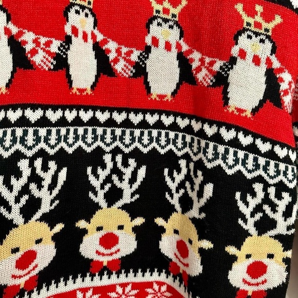 Unbranded Christmas Holiday Sweater Reindeer Penguin Ornament Snowflake Sz XL - Picture 3 of 4
